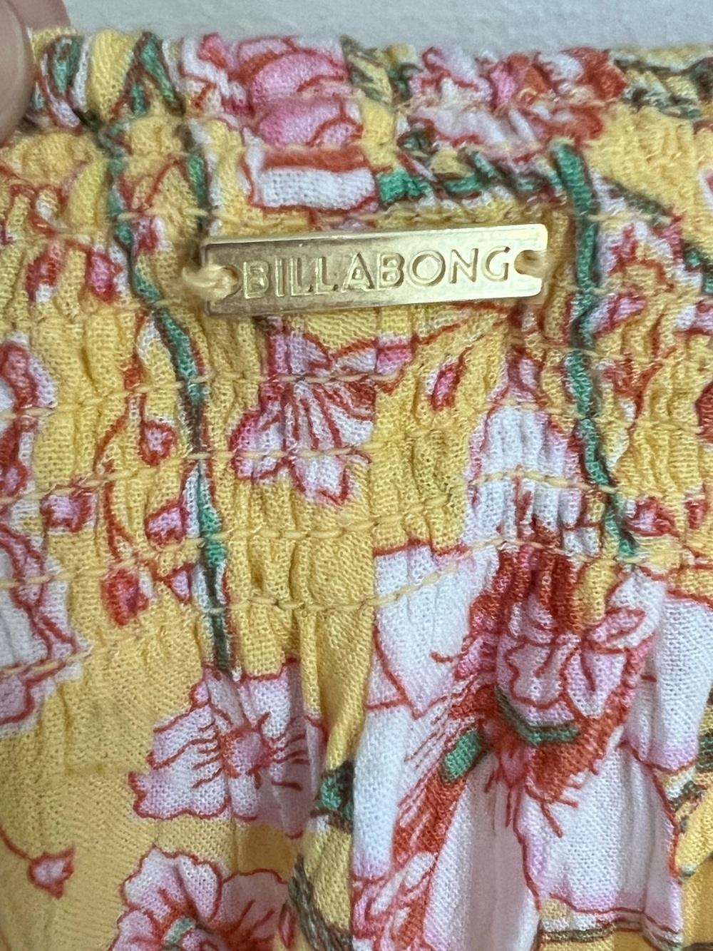 Billabong Women's Floral Wide-Leg Pants Yellow Pink White Green with slits - Picture 3 of 4